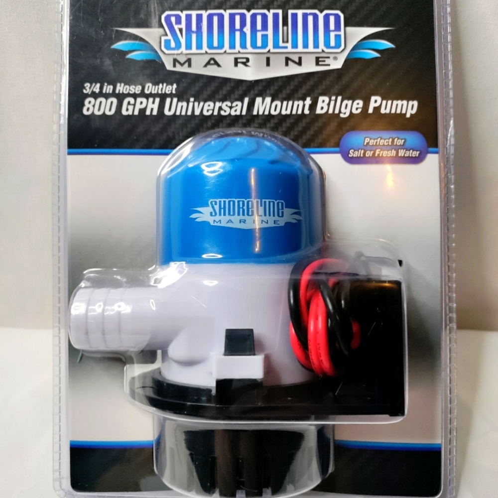 Shoreline Marine 3/4" Hose Outlet 800 GPH Bilge Pump 12V Salt or Fresh Water